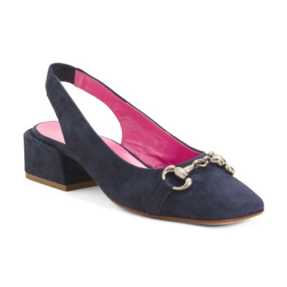 FERCA 81 Made In Italy Suede Sling Back Heels With Metal Horsebit - Picture 2 of 16